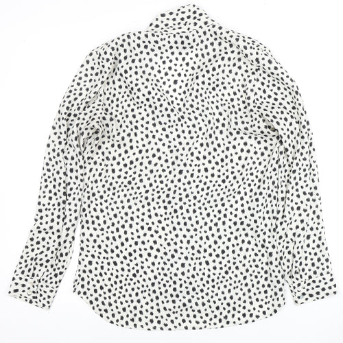 H&M Women's Black White Animal Print Blouse Size 8