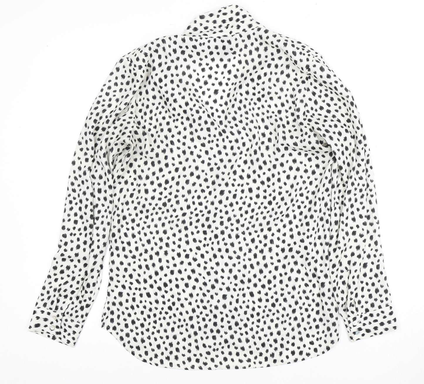H&M Women's Black White Animal Print Blouse Size 8