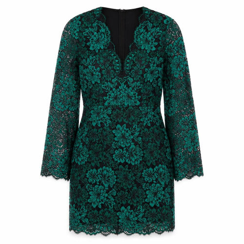 H&M Women's Green Floral Lace Shift Dress Size 6