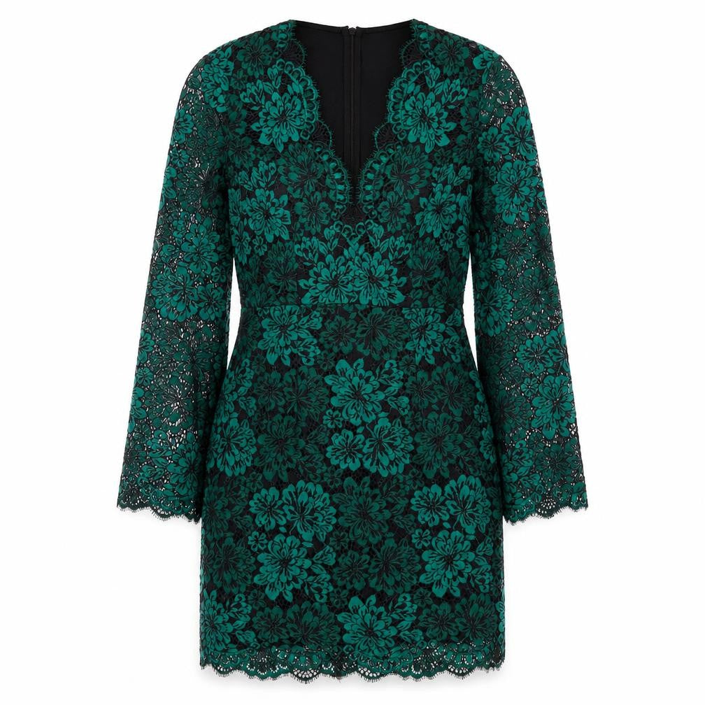 H&M Women's Green Floral Lace Shift Dress Size 6