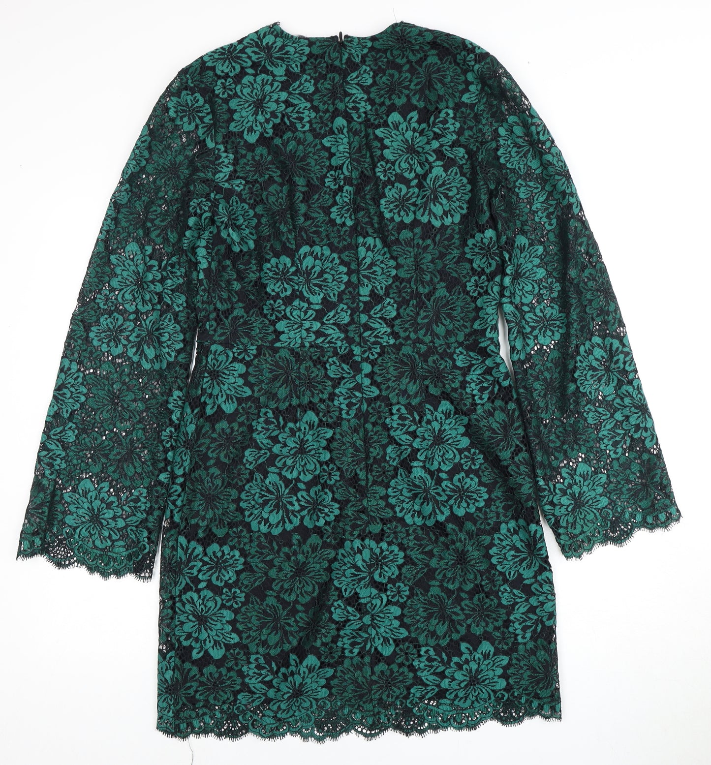 H&M Women's Green Floral Lace Shift Dress Size 6