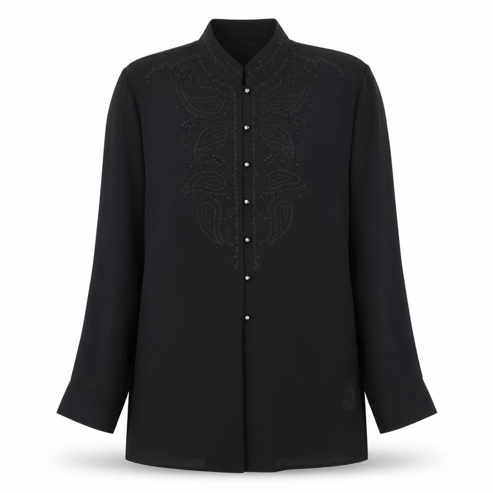 Front view of Marks & Spencer Women's Black Button-Up, size 14