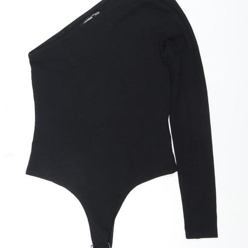Threadbare Black Bodysuit, Size 10, One Shoulder, Long Sleeve