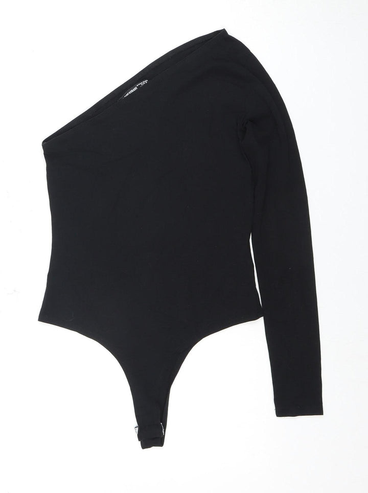 Threadbare Black Bodysuit, Size 10, One Shoulder, Long Sleeve