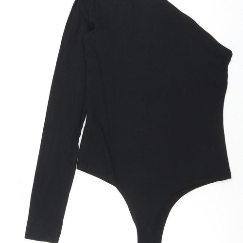 Threadbare Black Bodysuit, Size 10, One Shoulder, Long Sleeve