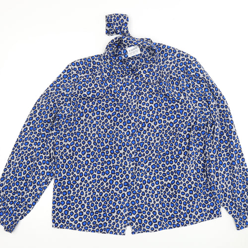 Eastex Women's Blue Animal Print Blouse UK 14