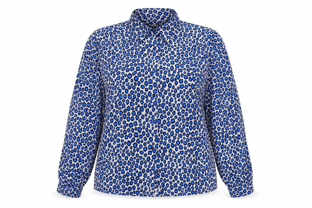 Eastex Women's Blue Animal Print Blouse UK 14