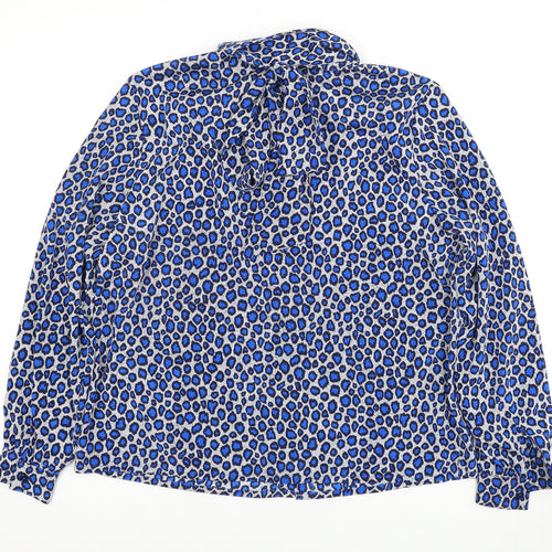 Eastex Women's Blue Animal Print Blouse UK 14