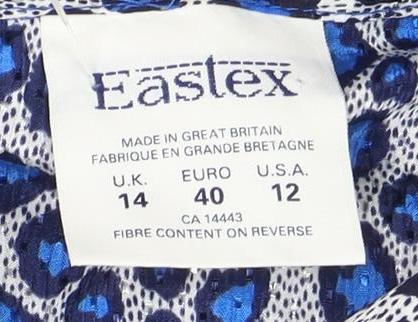 Eastex Women's Blue Animal Print Blouse UK 14