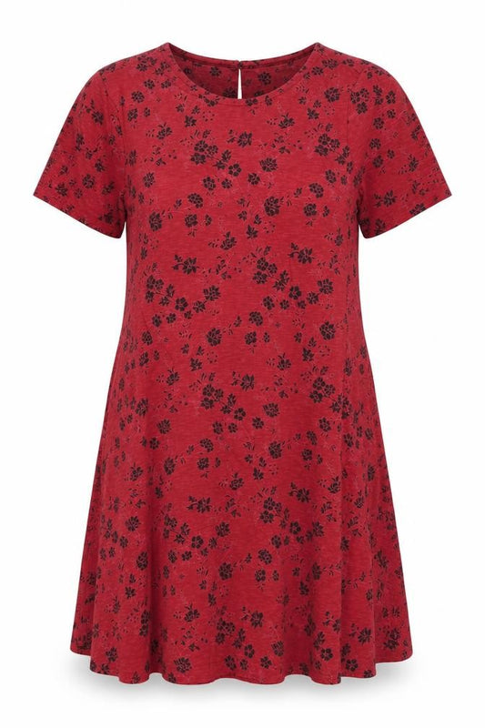 Front view of FatFace Women's Red Floral Dress, size 10