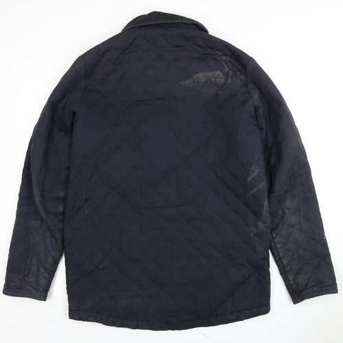 Sergio Tacchini Men's Blue Quilted Jacket, Size S, Collared