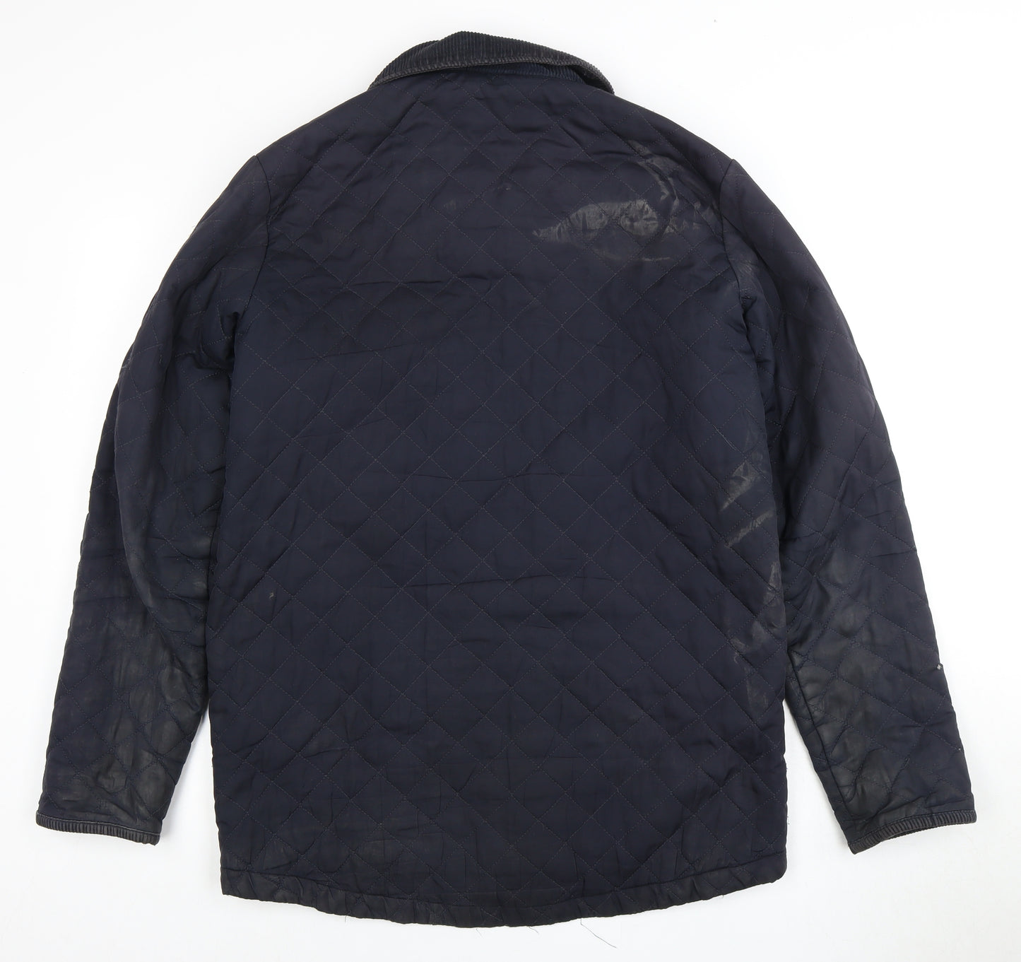 Sergio Tacchini Men's Blue Quilted Jacket, Size S, Collared