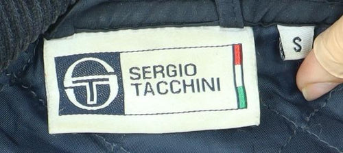 Sergio Tacchini Men's Blue Quilted Jacket, Size S, Collared