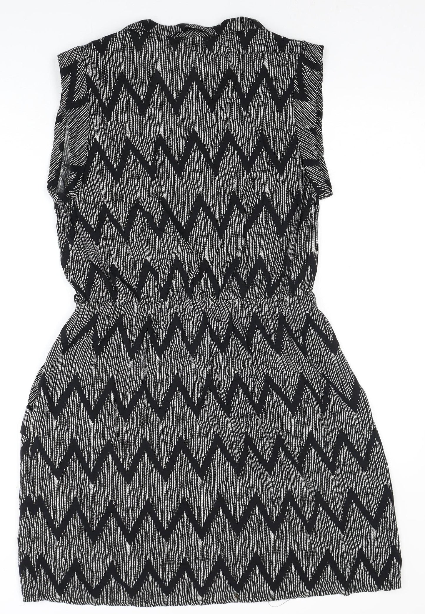 Louche Women's Black Chevron Wrap Dress Size 16