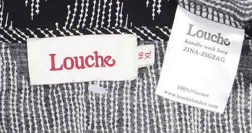 Louche Women's Black Chevron Wrap Dress Size 16