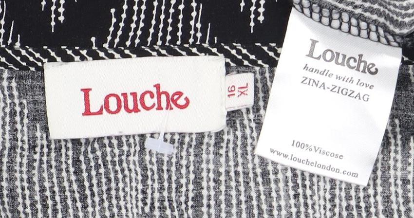 Louche Women's Black Chevron Wrap Dress Size 16