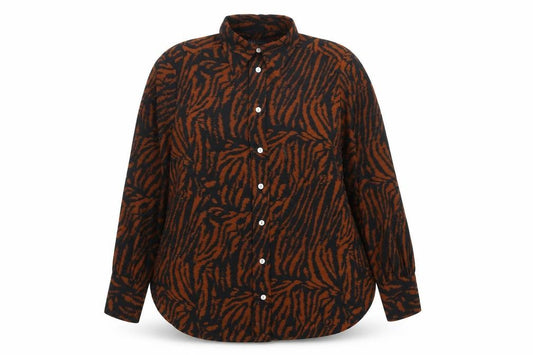 Front view of Marks & Spencer Women's Brown Animal Print Button-Up Shirt