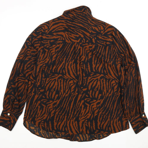 Marks and Spencer Women's Brown Animal Print Button-Up Shirt