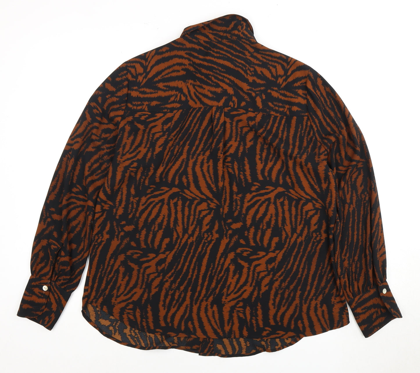 Marks and Spencer Women's Brown Animal Print Button-Up Shirt