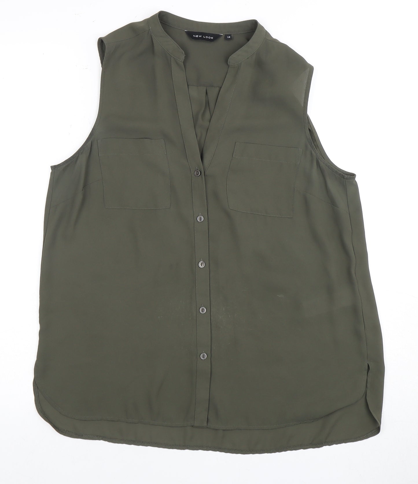New Look Women's Green Button-Up Top, Size 12