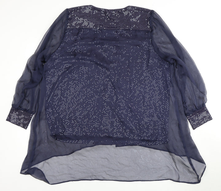Kaliko Women's Blue Sequin Blouse, Size 16