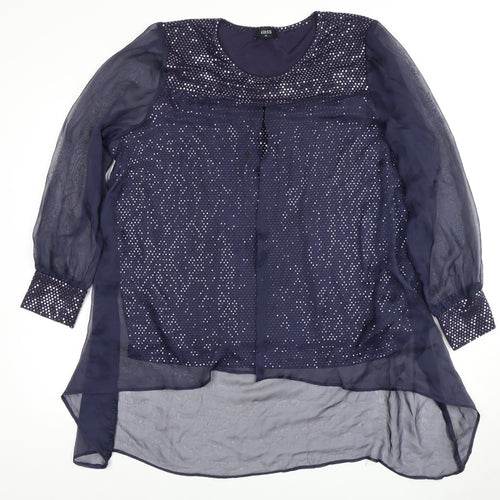 Kaliko Women's Blue Sequin Blouse, Size 16