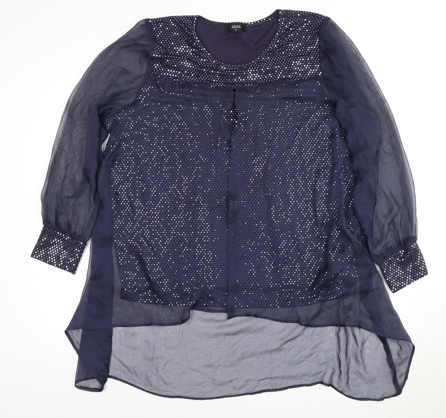 Kaliko Women's Blue Sequin Blouse, Size 16