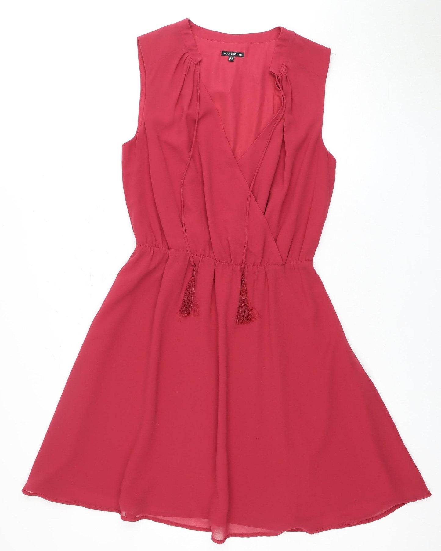 Warehouse Women's Red A-Line Midi Dress, Size 12