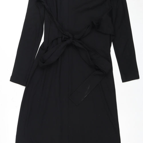COS Women's Black XS Wrap Dress V-Neck Long Sleeve