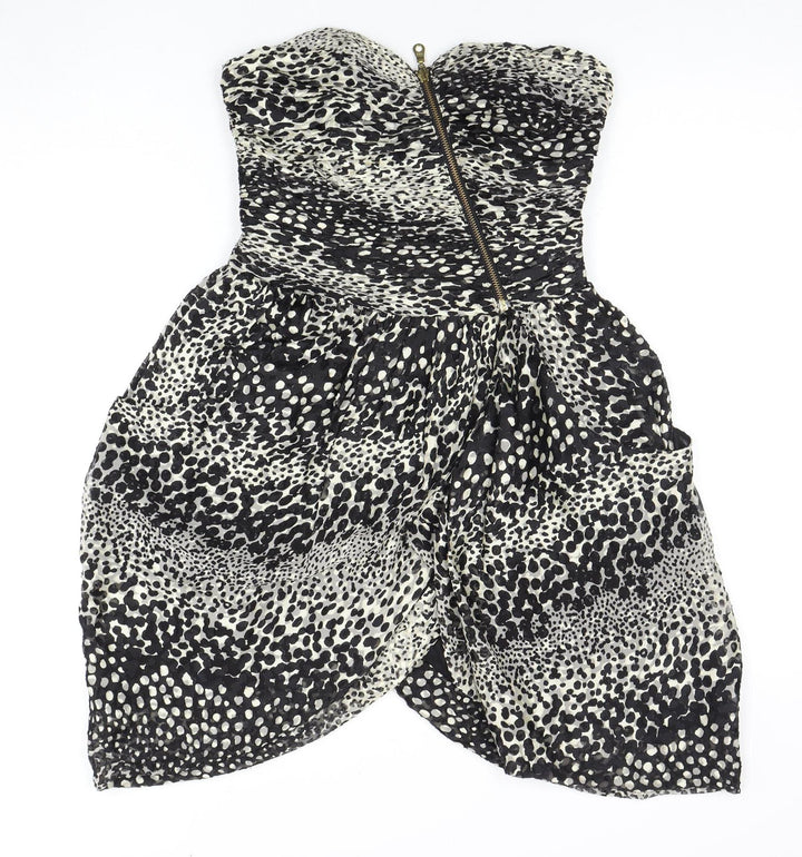 Whistles Women’s Black Animal Print Strapless Dress