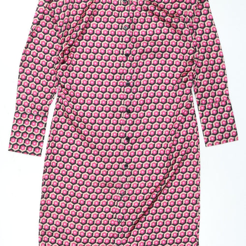 Warehouse Women's Pink Geometric Shirt Dress - Size 6