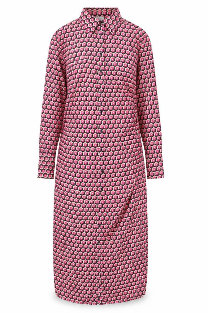 Warehouse Women's Pink Geometric Shirt Dress - Size 6