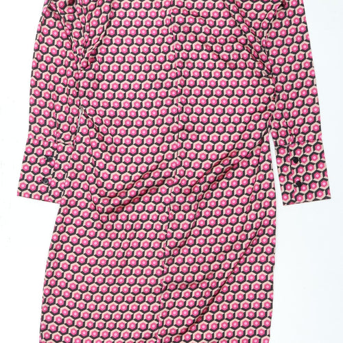 Warehouse Women's Pink Geometric Shirt Dress - Size 6
