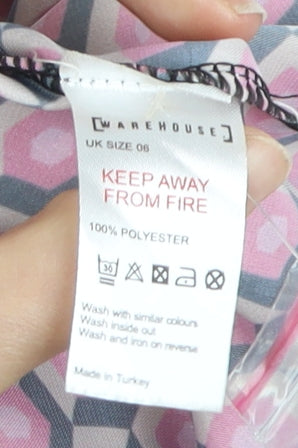 Warehouse Women's Pink Geometric Shirt Dress - Size 6