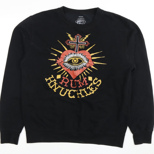 Rum Knuckles Men's Black Medium Graphic Pullover Sweatshirt