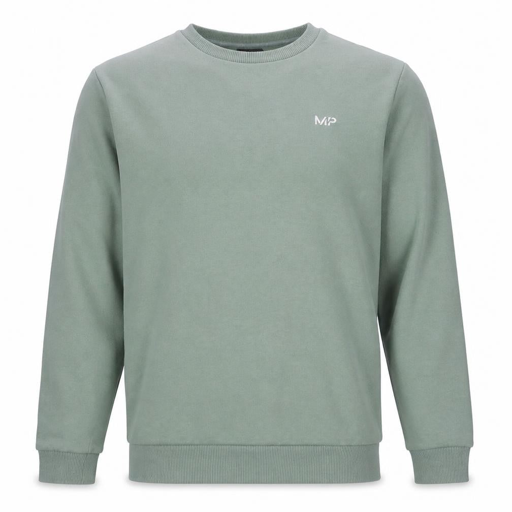 Front view of Myprotein Men's Green Pullover Sweatshirt S - Casual Logo Style