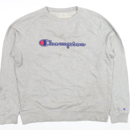 Champion Men's Grey Crew Neck Pullover Sweatshirt L