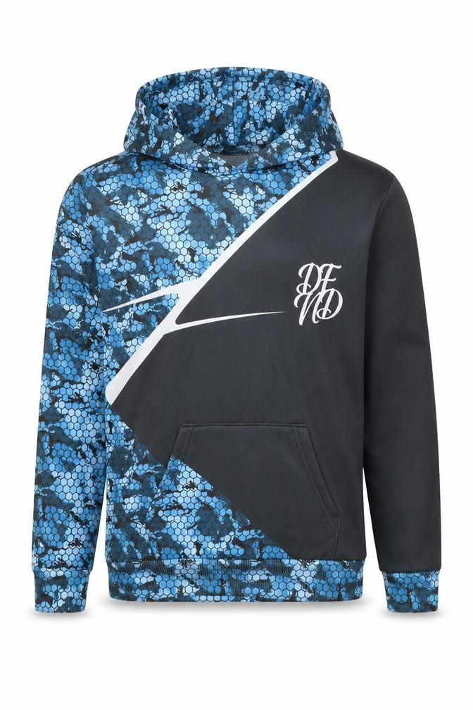 DFND Boys Blue Camouflage Hoodie, Ages 11-12, New With Tags