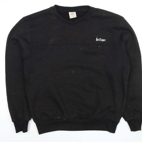 Lee Cooper Men's Black Crew Neck Logo Sweatshirt S