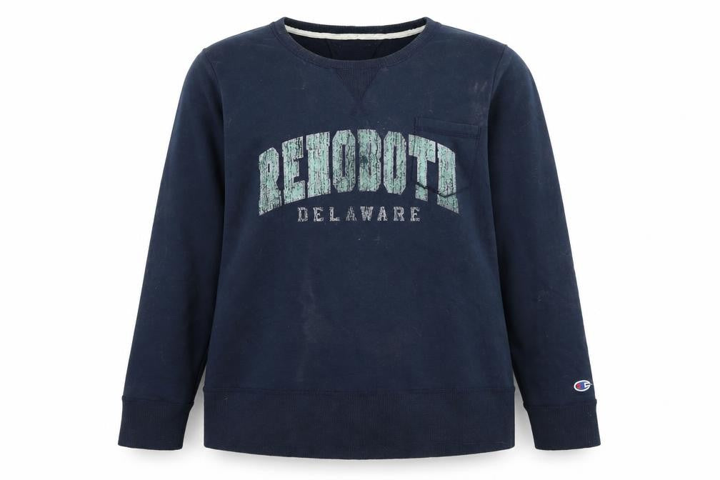 Front view of Champion unisex blue pullover sweatshirt xl