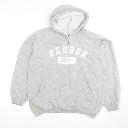 Reebok Grey Unisex Hoodie, Large, Pullover Style