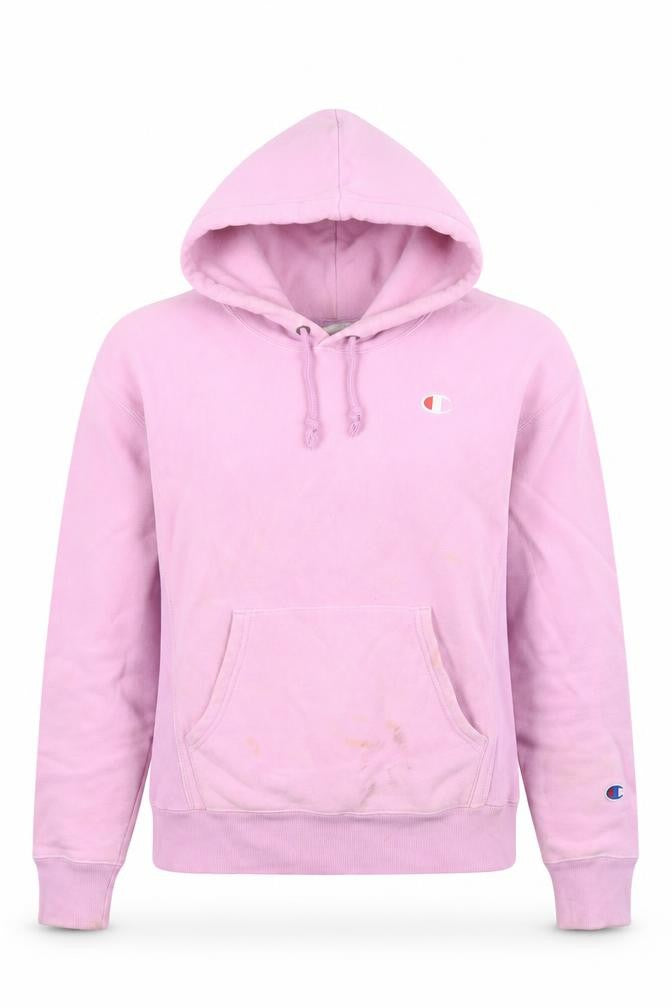 Front view of Champion Women's Pink Pullover Hoodie, size S, Casual Style
