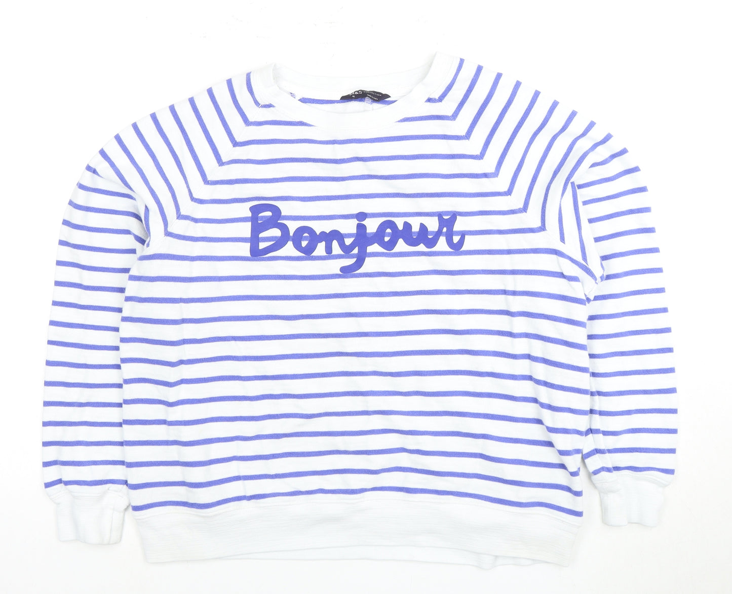 Marks and Spencer Women's White Striped Pullover Sweatshirt