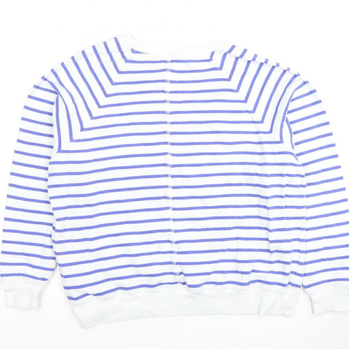 Marks and Spencer Women's White Striped Pullover Sweatshirt