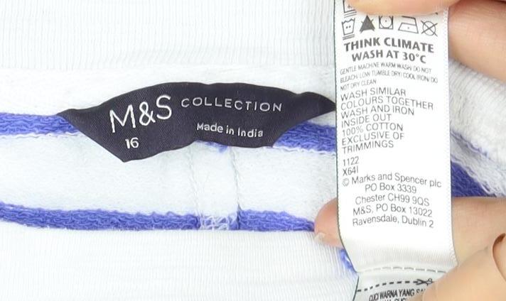 Marks and Spencer Women's White Striped Pullover Sweatshirt