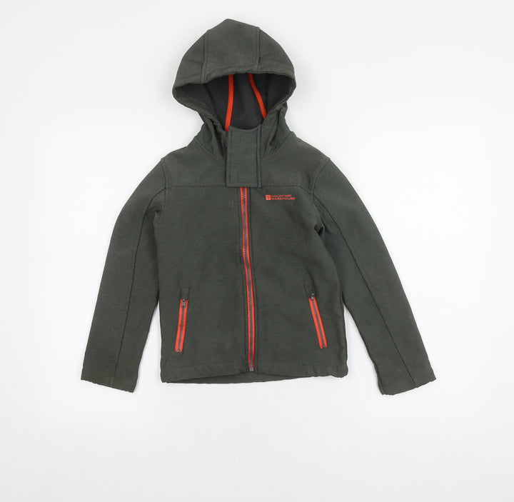 Mountain Warehouse Boys Green Soft Shell Hooded Jacket 7-8 Years