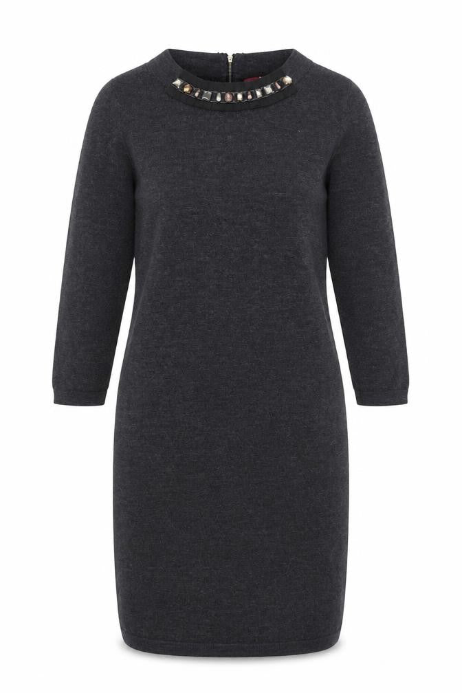 Boden Women's Grey 3/4 Sleeve Studded Dress Size 14