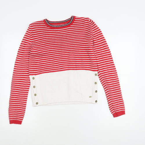 Superdry Women's Red Striped Pullover Jumper XS