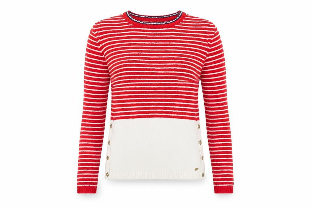 Front view of Superdry Women's Red Striped jumper XS