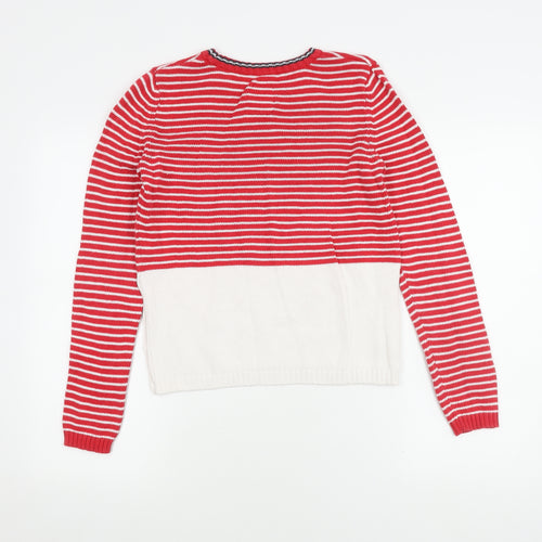 Superdry Women's Red Striped Pullover Jumper XS